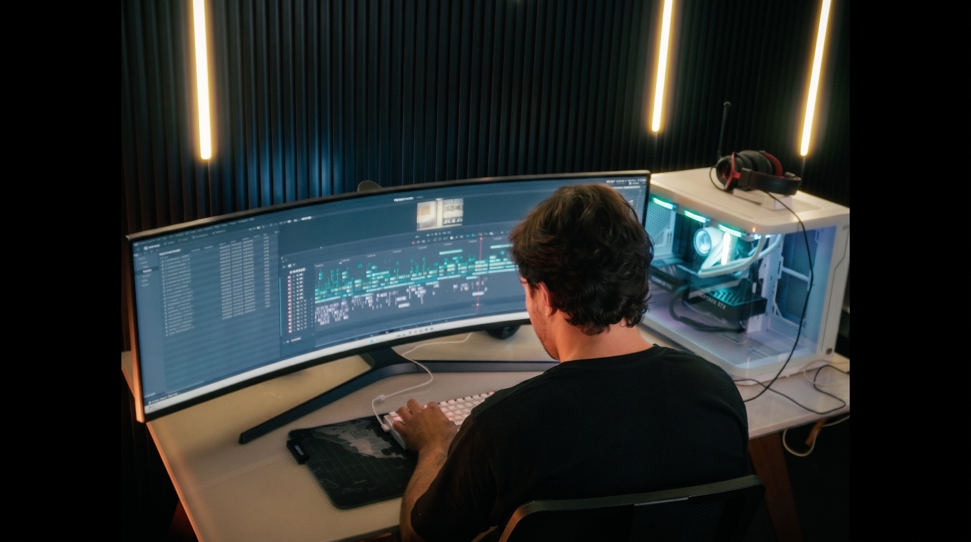 Maikon Winter at his editing and color workstation
